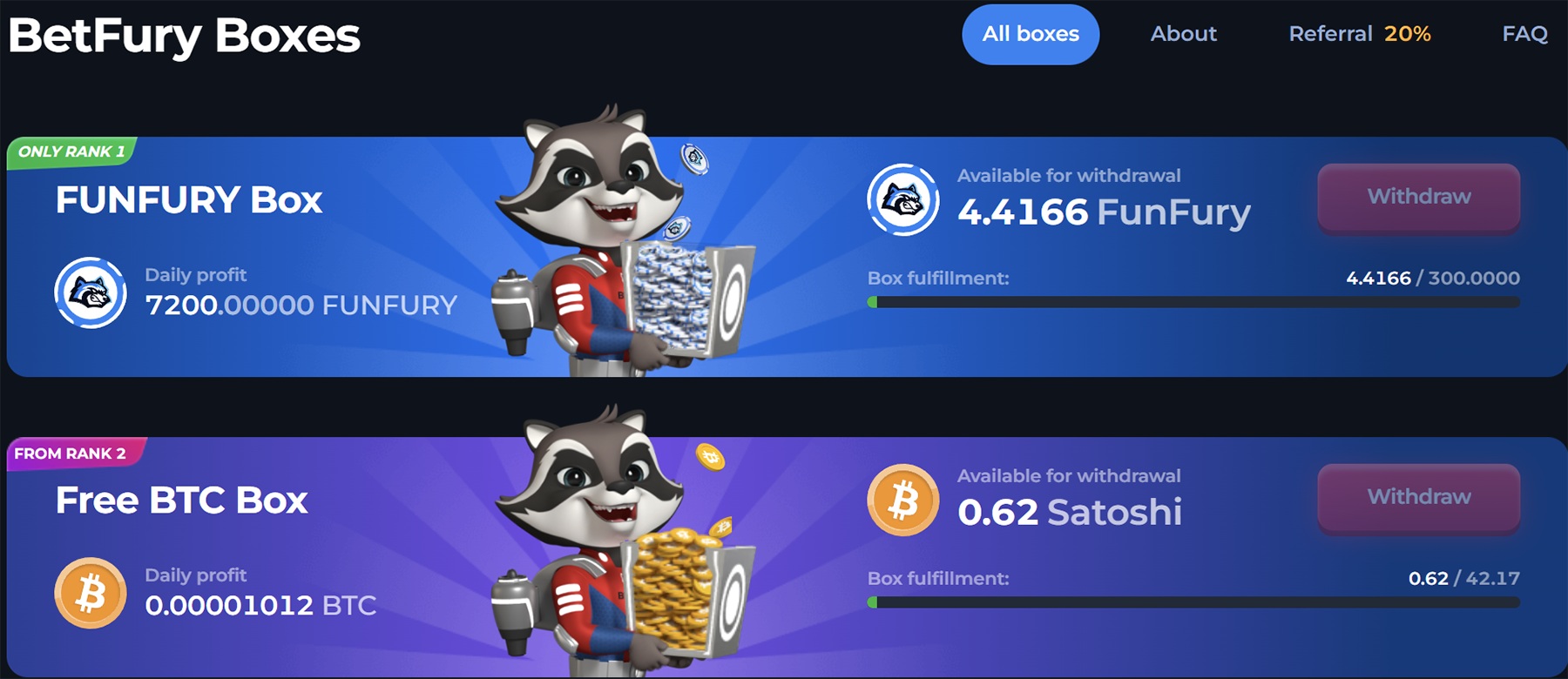 Betfury Crypto Boxes